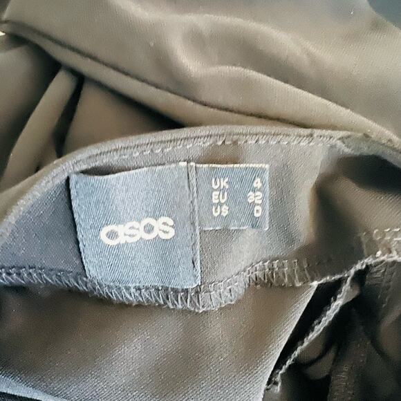 ASOS Beaded Shoulder Cut Out Midi Dress Size 0 Black - Picture 3 of 7